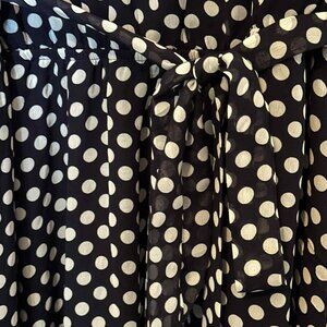 Paper Doll Sleeveless Dark Blue White Polka Dot Dress 3X